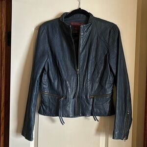 Navy Leather Jacket